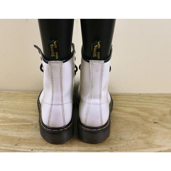 Doc Dr Martens Boots Womens 5 White Combat Lace Up 1450 Air Wair - Picture 3 of 13